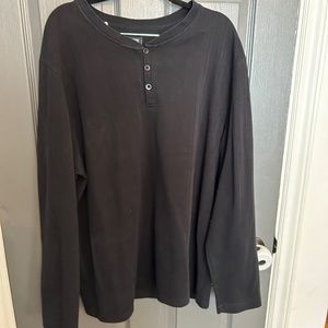 Warehouse One 3X Men's Black Henley long sleeve shirt